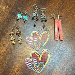 SALE!! Set of 5 Costume Jewelry Dangle Earrings